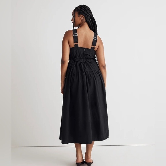 Madewell poplin halter Tiered Black Midi Dress NWT - Picture 7 of 16